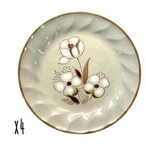 Set of 4 Vintage Hearthside Sculptura Felicity Stoneware 7.75” Salad Plates